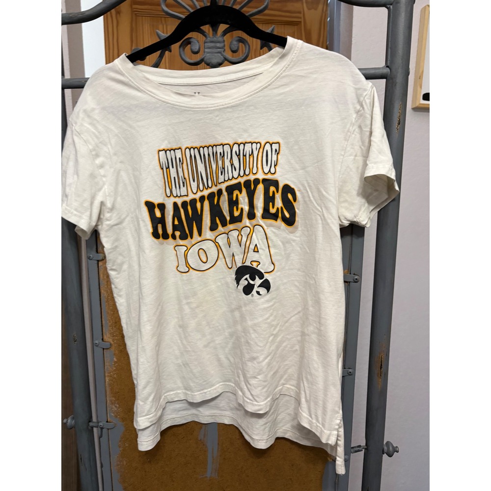 Hanes University of Iowa Hawkeyes Graphic T-Shirt White Large 12/14 NCAA